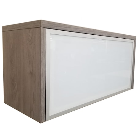 We'Re It Ultra-Premium 35.5 in  Wall Mounted Storage Hutch, Single Frosted Glass Flip Up Door, Gray Oak UPHW36FG